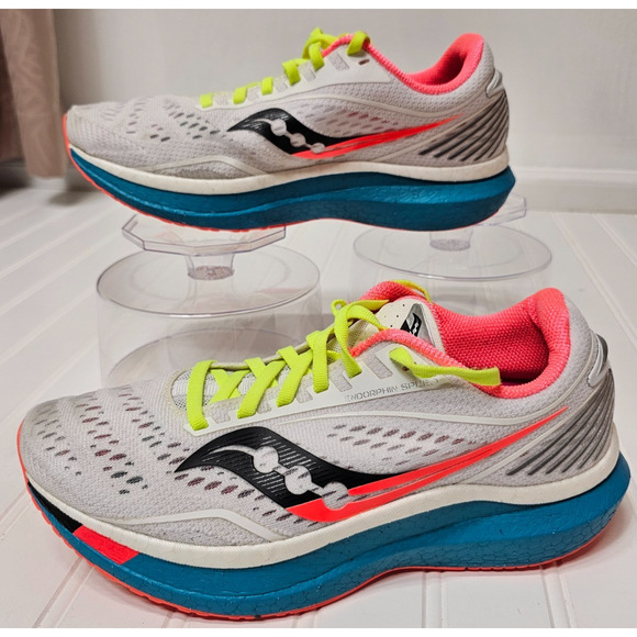 Women's Brooks Saucony Endorphin Speed Running Shoes Size 9 White and aqua - Picture 1 of 5